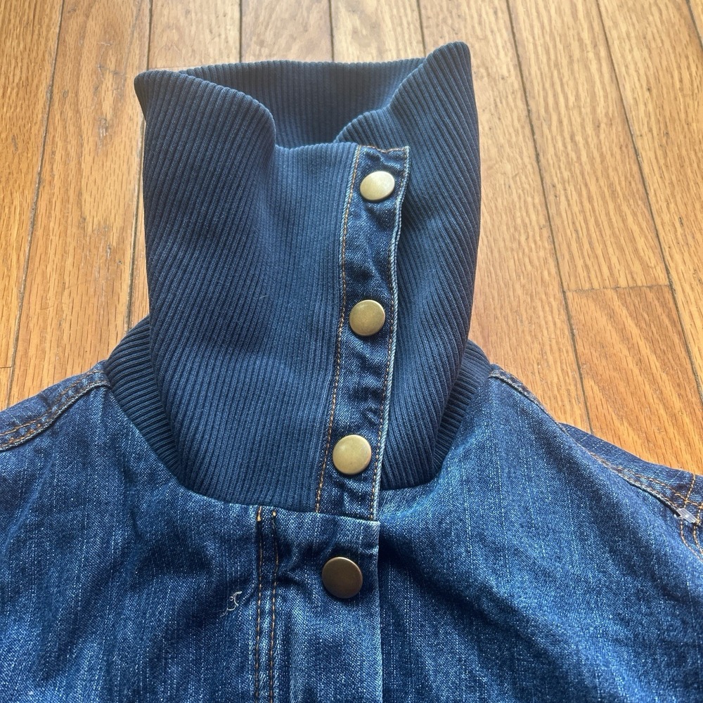 Early 2000s Y2K Kali Wear Lined Denim Jean Jacket Snap Corduroy Collar MED - Picture 5 of 5